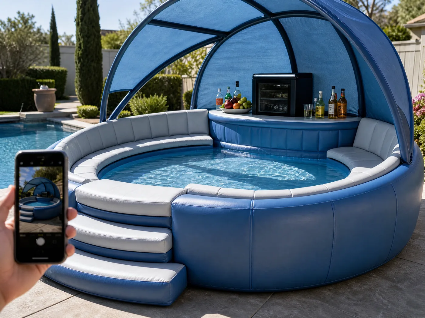 Pool bar island canopy and bar view